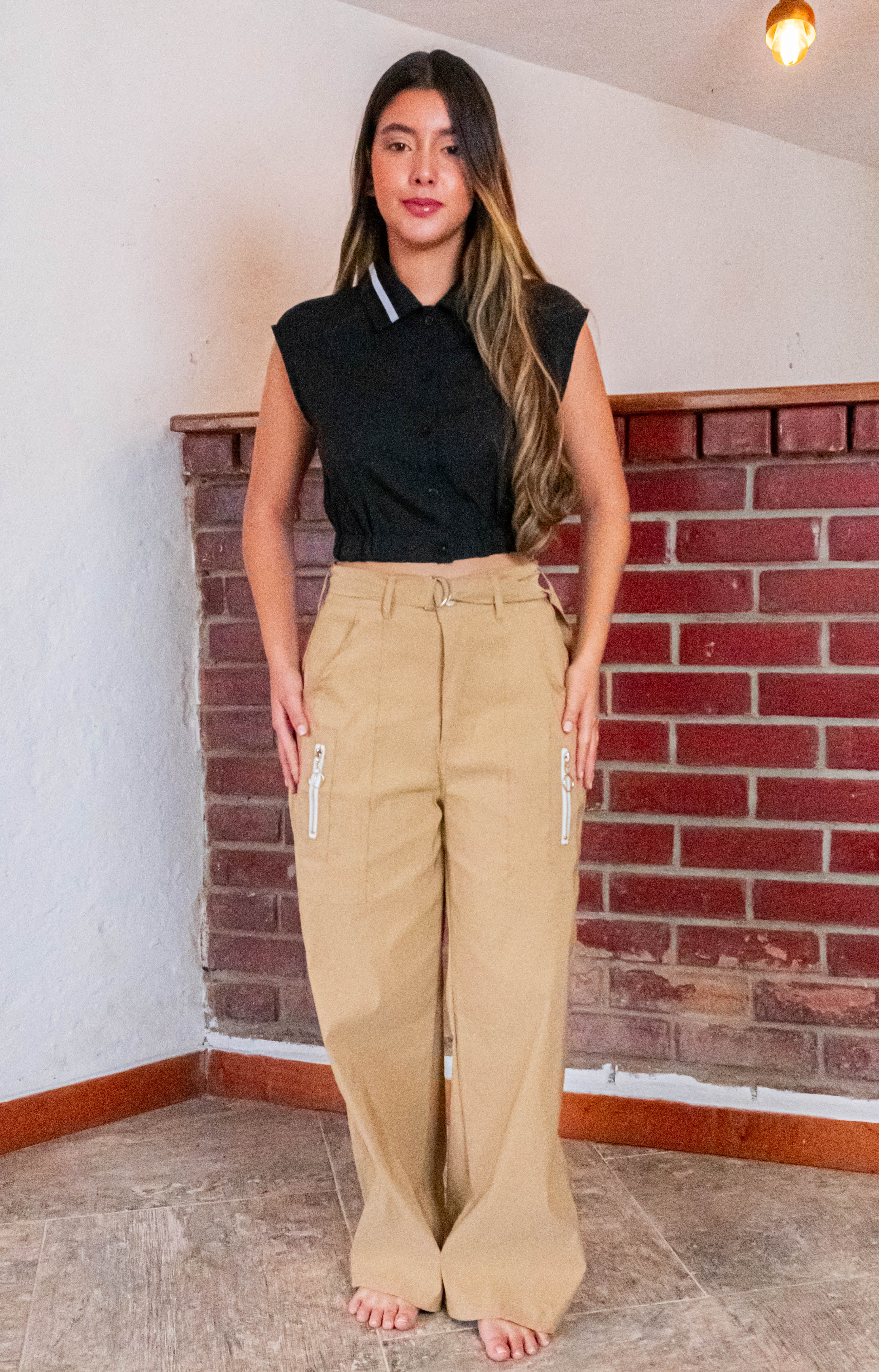 Blusa cuello combinado