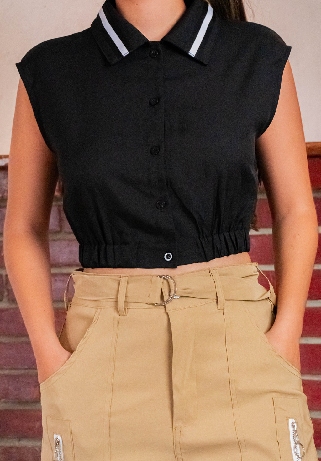 Blusa cuello combinado